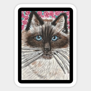 Siamese cat face watercolor painting Sticker